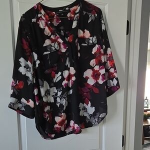 Floral Black and Red Women's Top